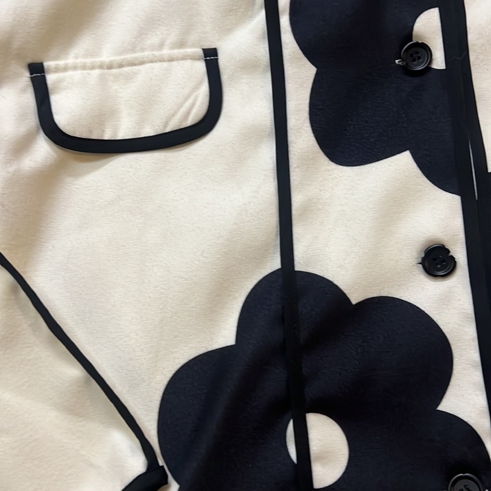 Black and white floral print jacket size M - Picture 6 of 8